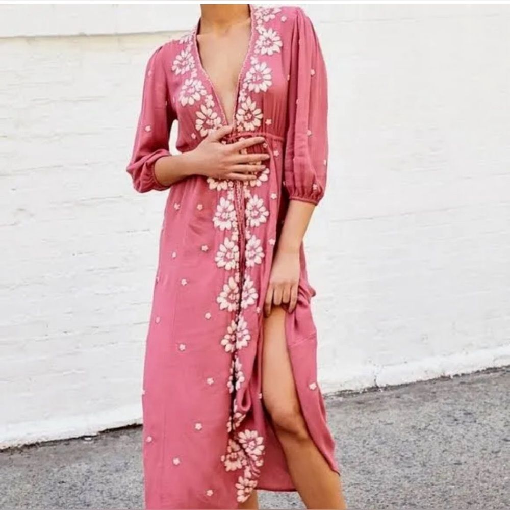 Embroidered Fable Midi Dress